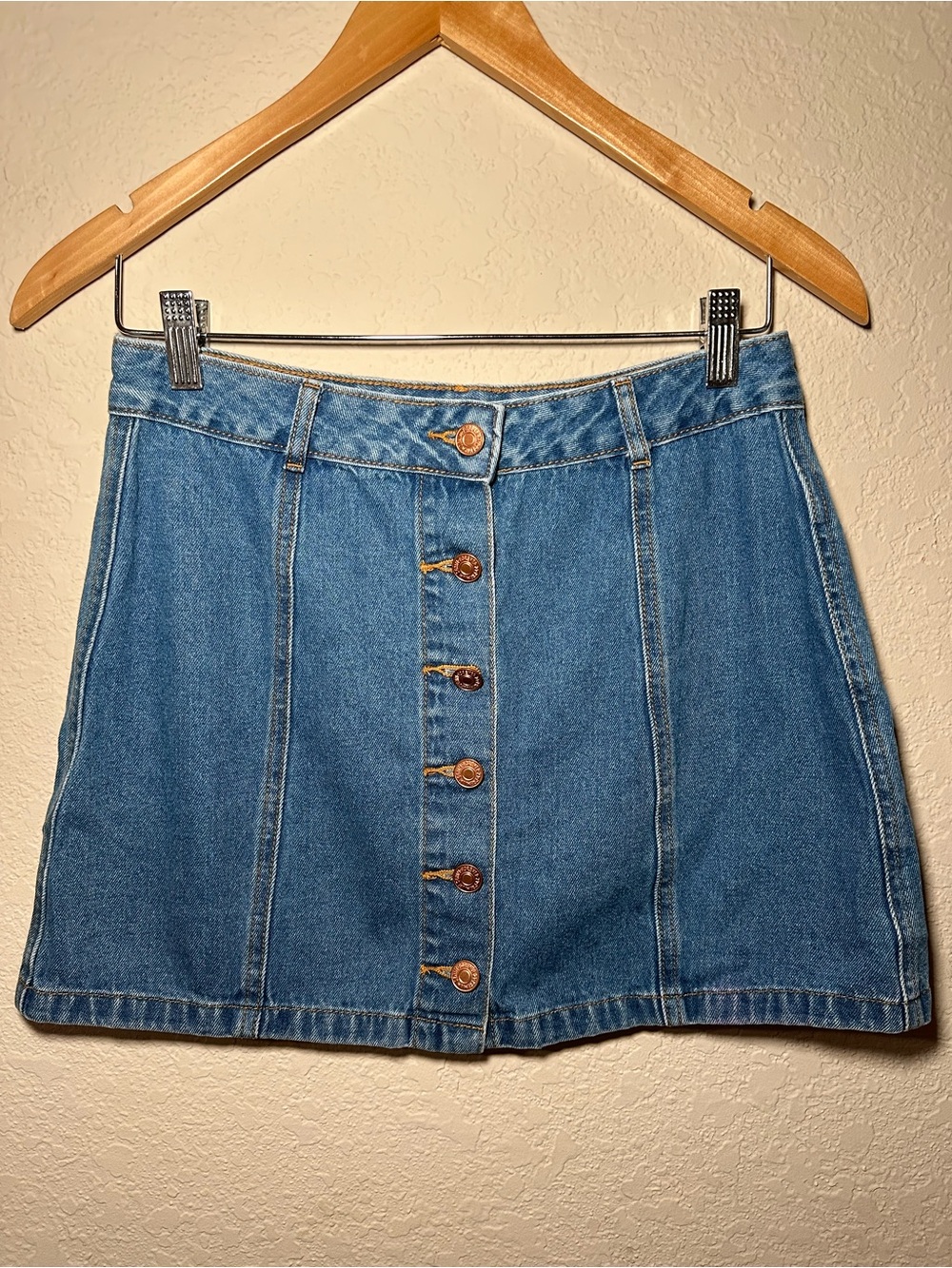 Forever 21 Blue Denim Button-Front Mini Skirt